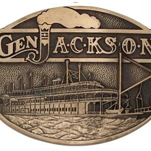 Brass General Jackson Riverboat Showboat Steamboat Nashville TN Vtg Belt Buckle